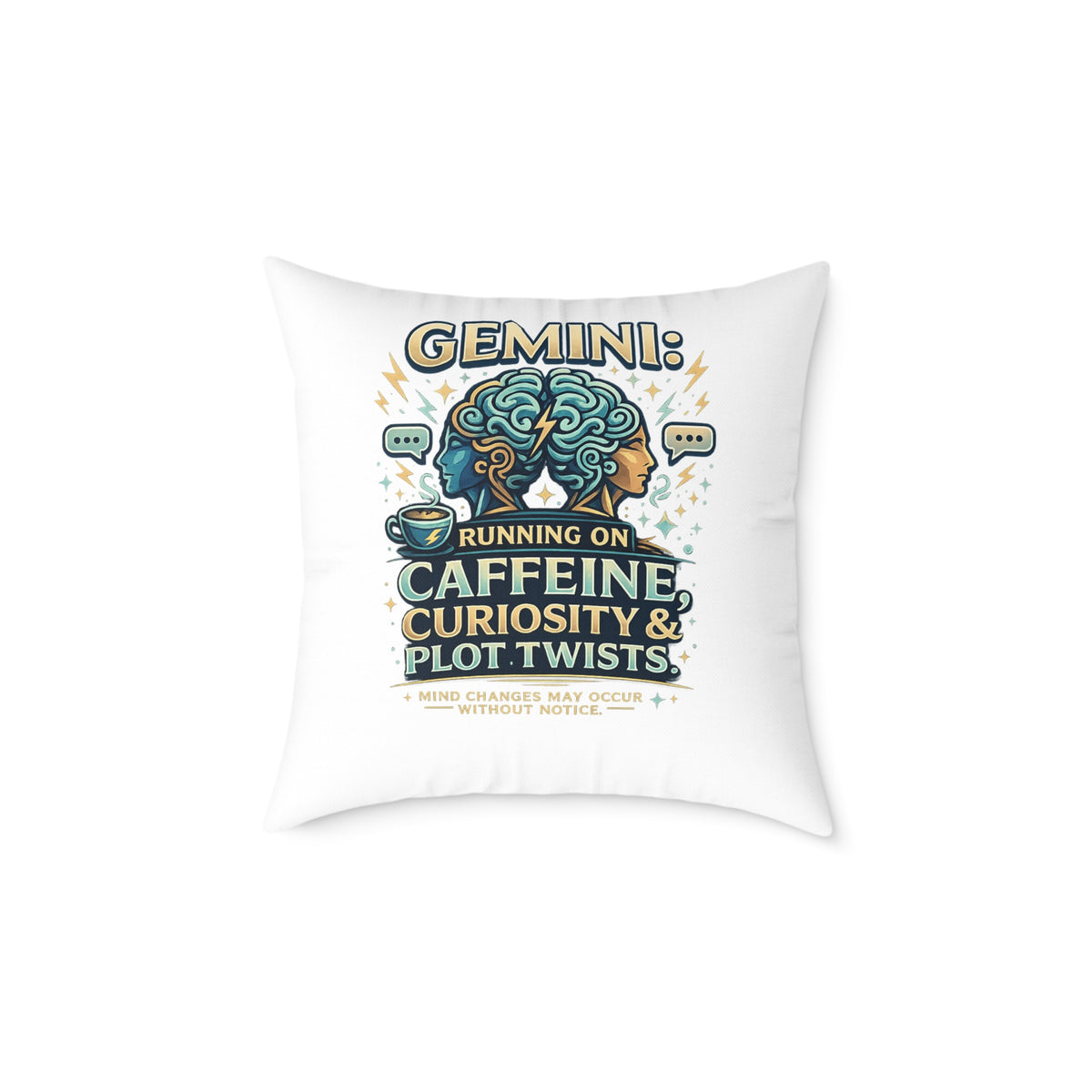 Gemini Zodiac Running On Caffeine Square Poly Canvas Pillow