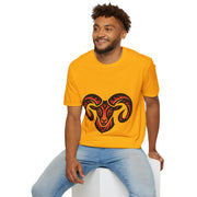 Aries Zodiac Ram Head Graphic T-Shirt — Tribal Flame Aries Design