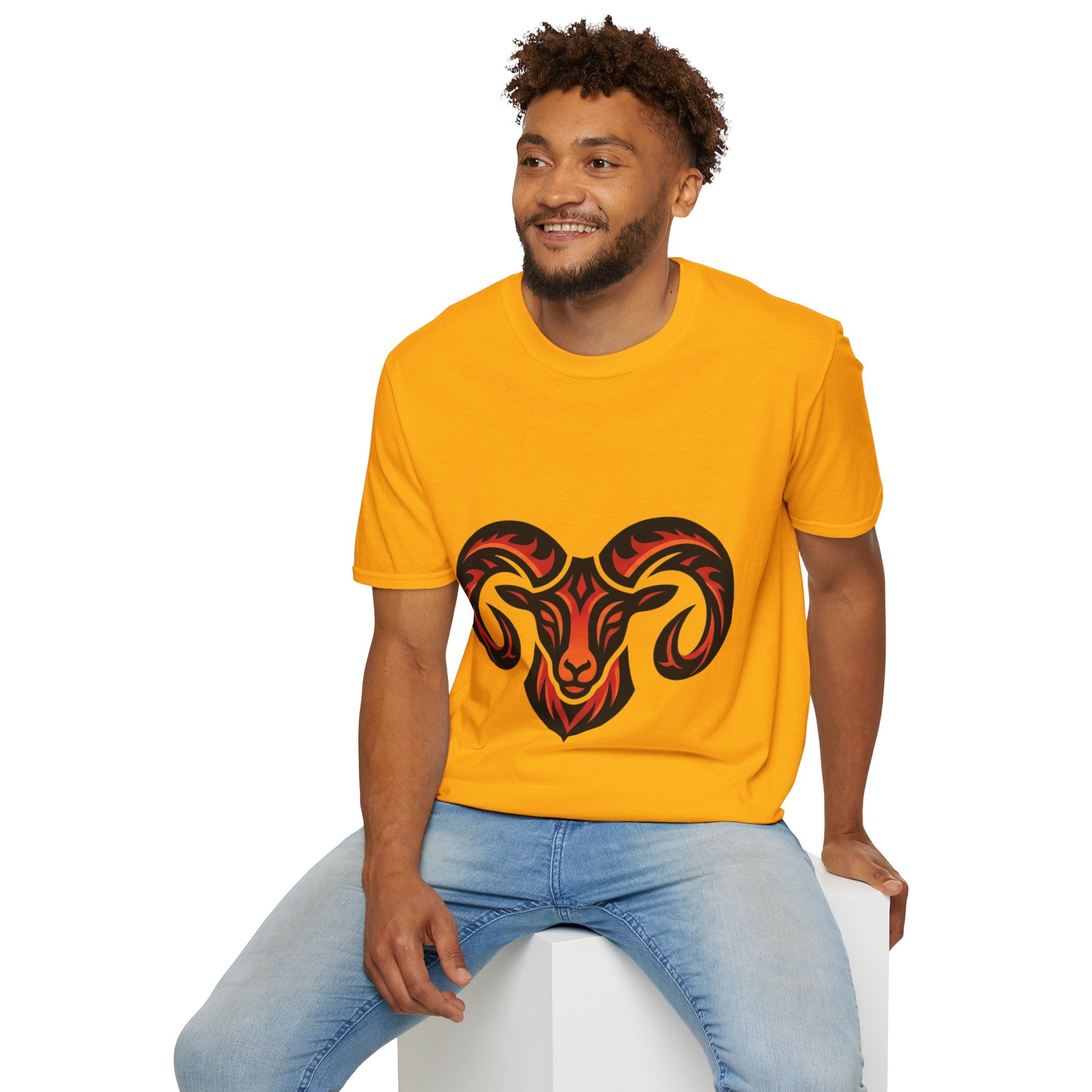 Ram Head Graphic T-Shirt — Tribal Flame Aries Design
