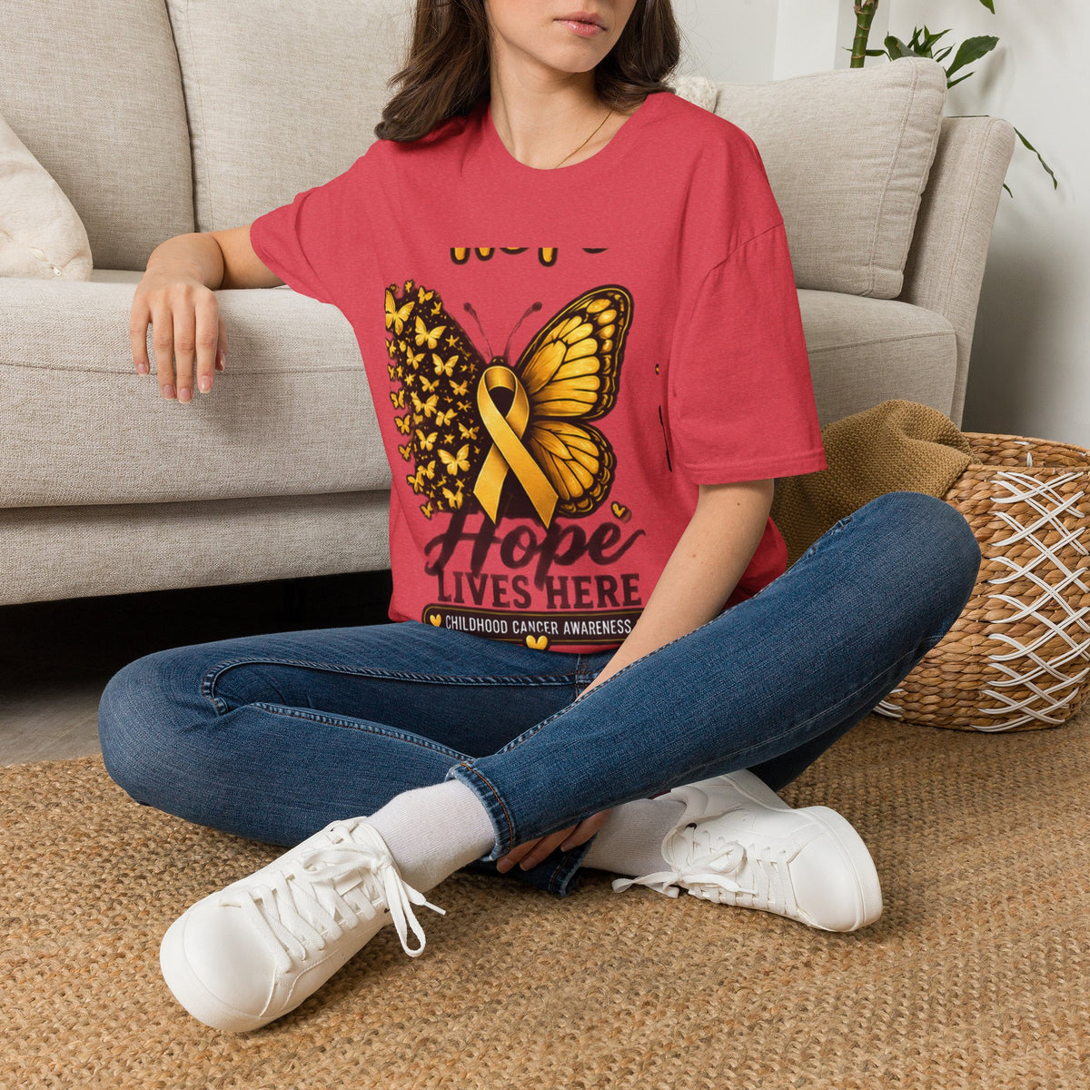 Hope Lives Here Childhood Cancer Awareness T-Shirt