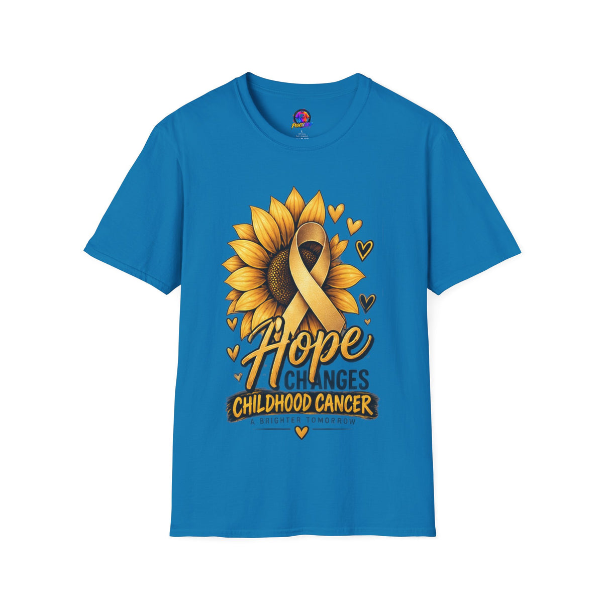 Childhood Cancer Awareness T-Shirt — "Hope Changes Lives" Sunflower Ribbon