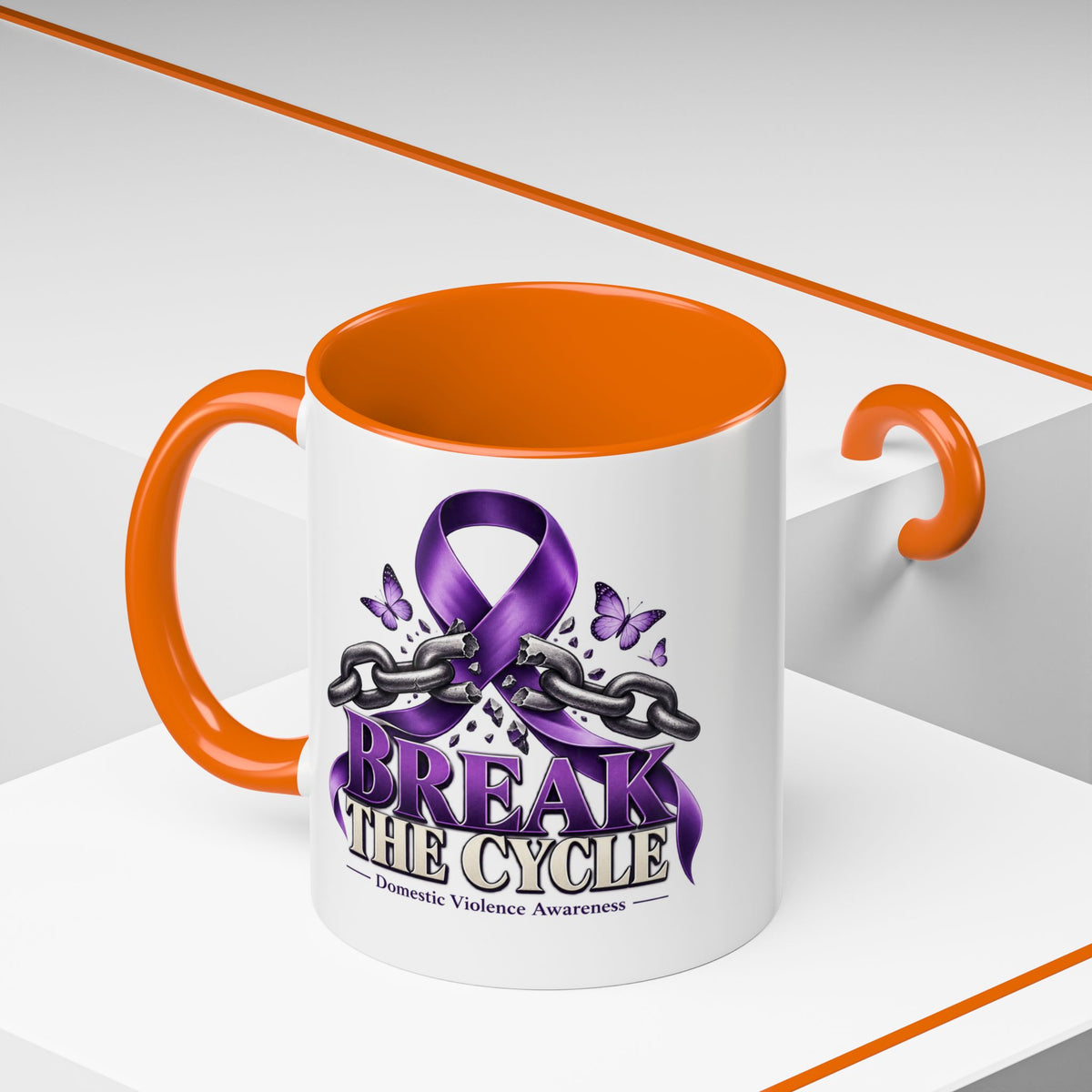 Break the Cycle Coffee Mug – Domestic Violence Awareness Purple Ribbon (11/15oz)
