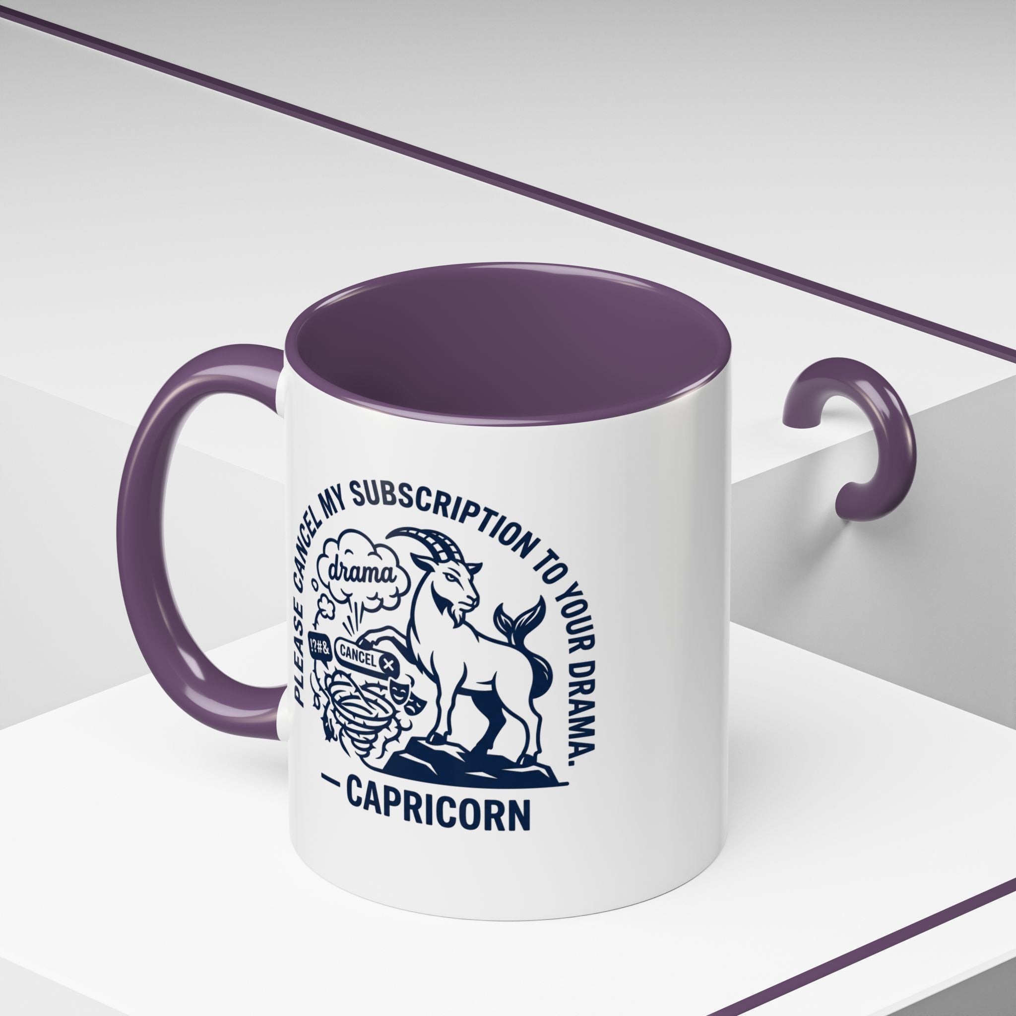 Capricorn Accent Coffee Mug – “Please Cancel My Subscription to Your Drama” Zodiac Gift