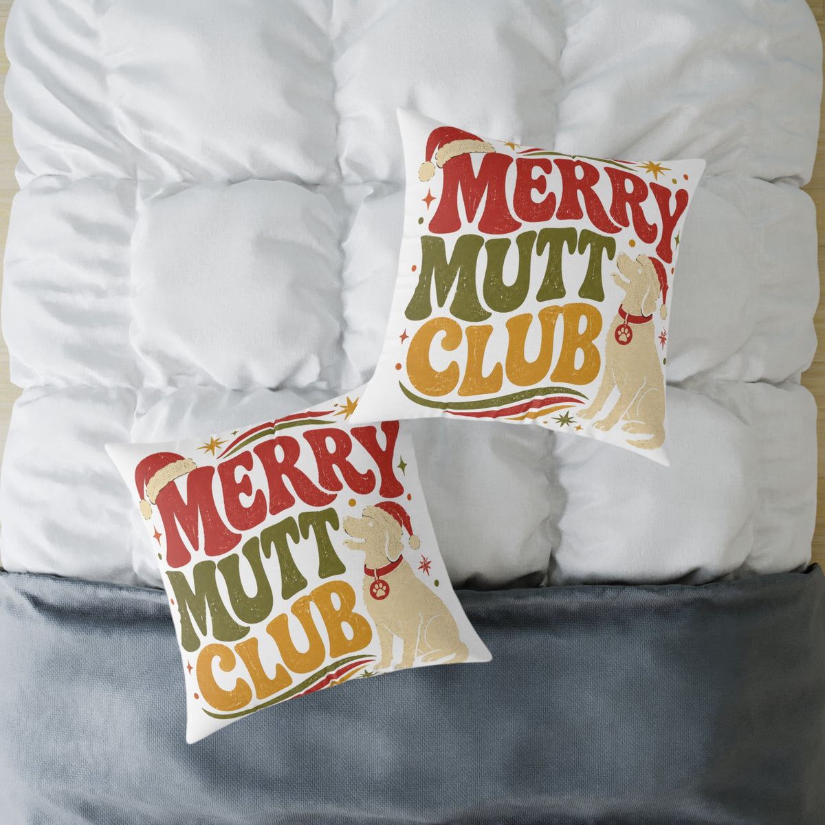 Merry Mutt Club Holiday Modern Day Christmas  Pillow