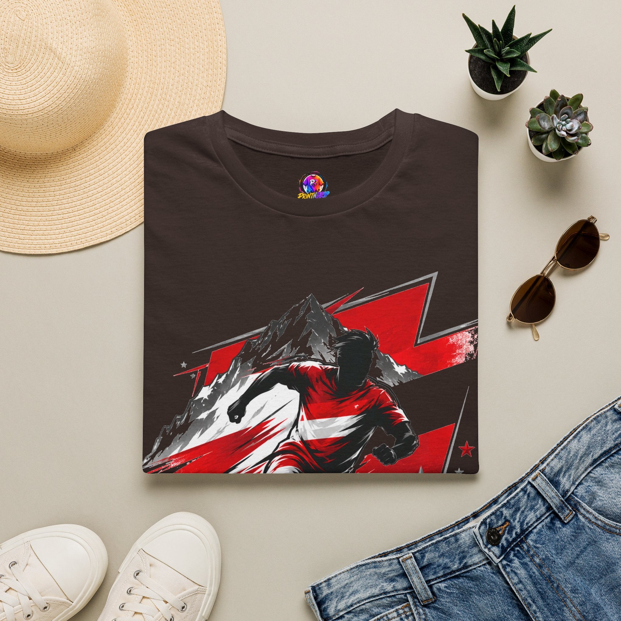Austria  Alpine Charge Soccer T-Shirt — Mountain Football Graphic Tee -