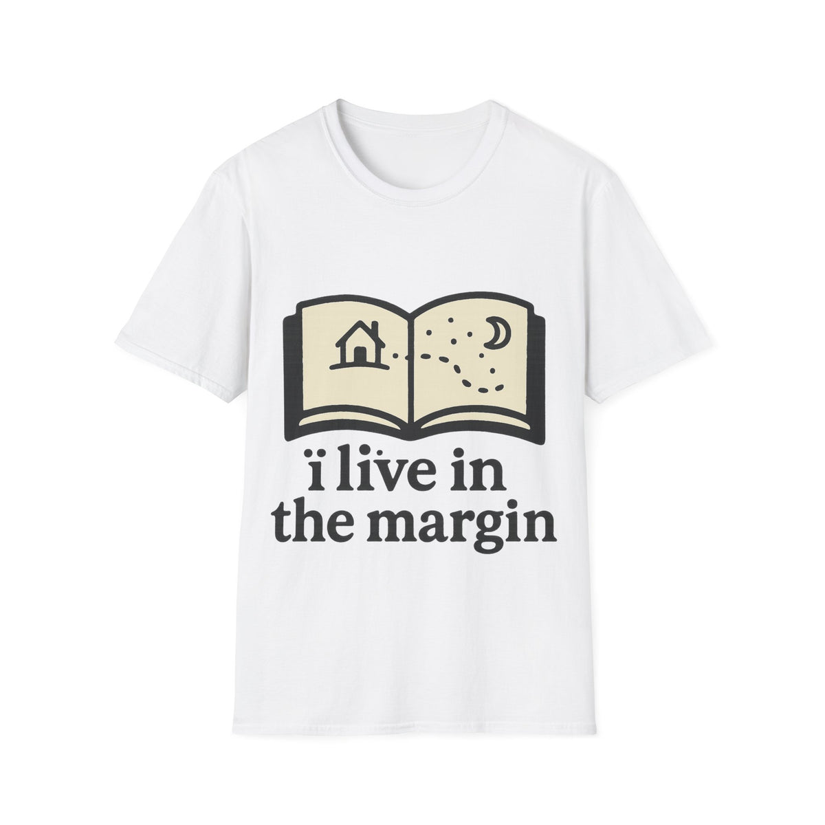 "I Live In The Margin" Bookworm Tee | Cute Celestial Book Graphic T-Shirt - Trending Now - September 2026