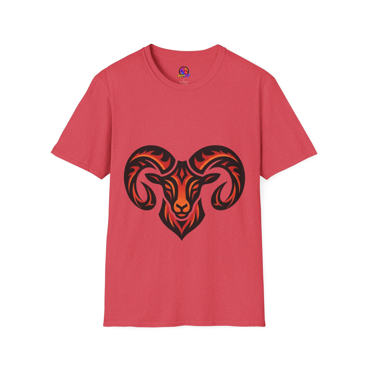 Aries Zodiac Ram Head Graphic T-Shirt — Tribal Flame Aries Design