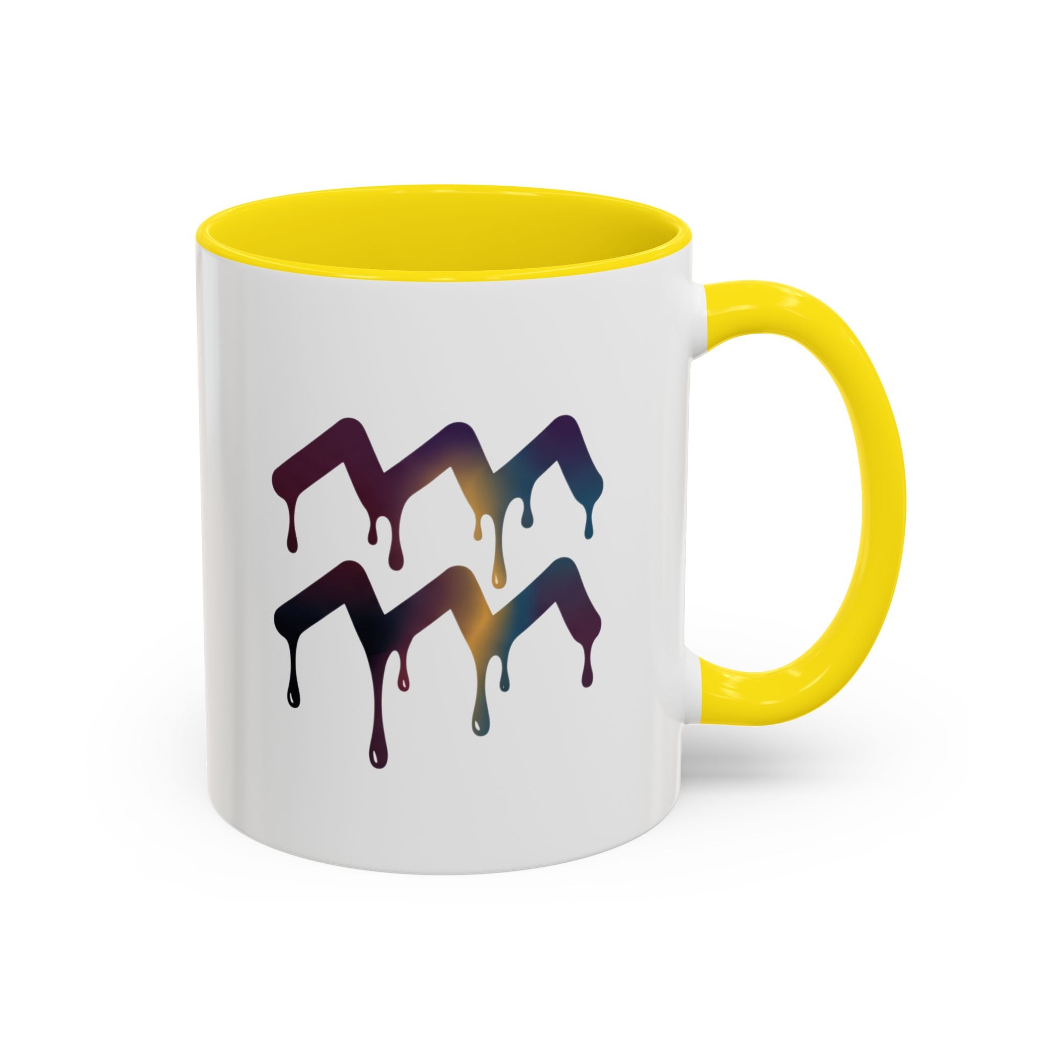 Dripping Rainbow Chevron Accent Coffee Mug — Colorful Gradient Art
