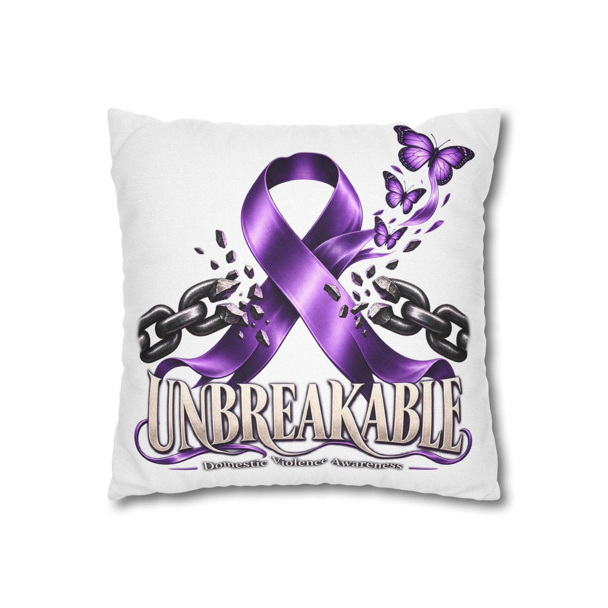 Domestic Violence Unbreakable Purple Ribbon Decorative Pillowcase