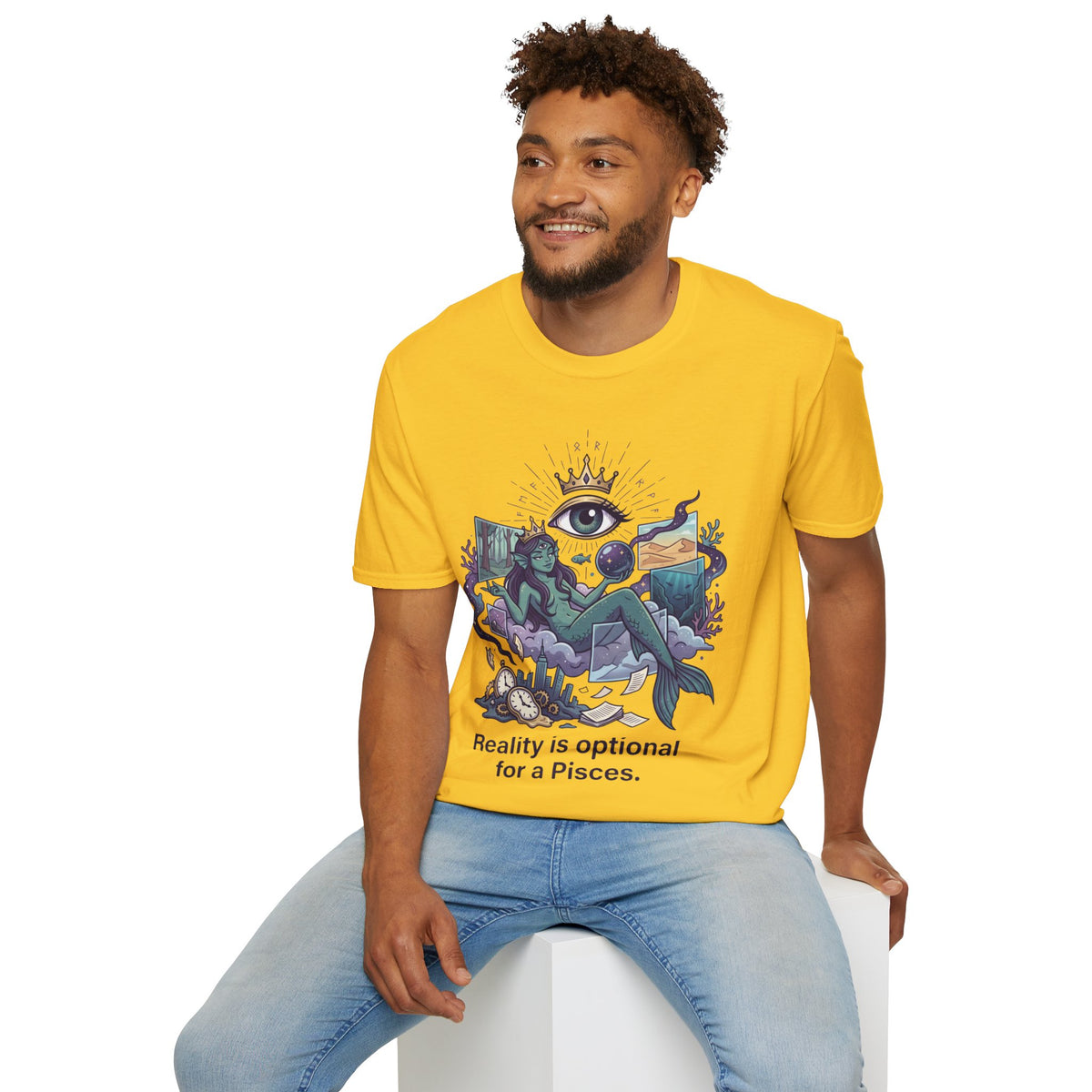 Pisces Mystic Tee — "Reality is optional for a Pisces" Astrological Graphic T-Shirt