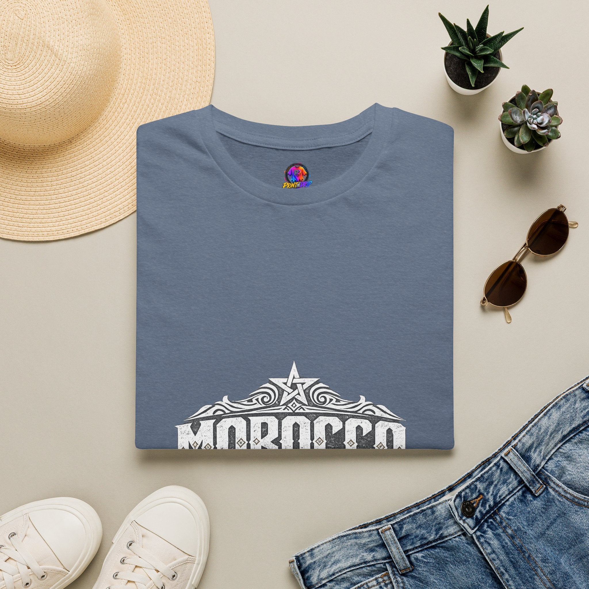 Morocco Vintage Graphic T-Shirt — Travel Tee with Ornamental Crest