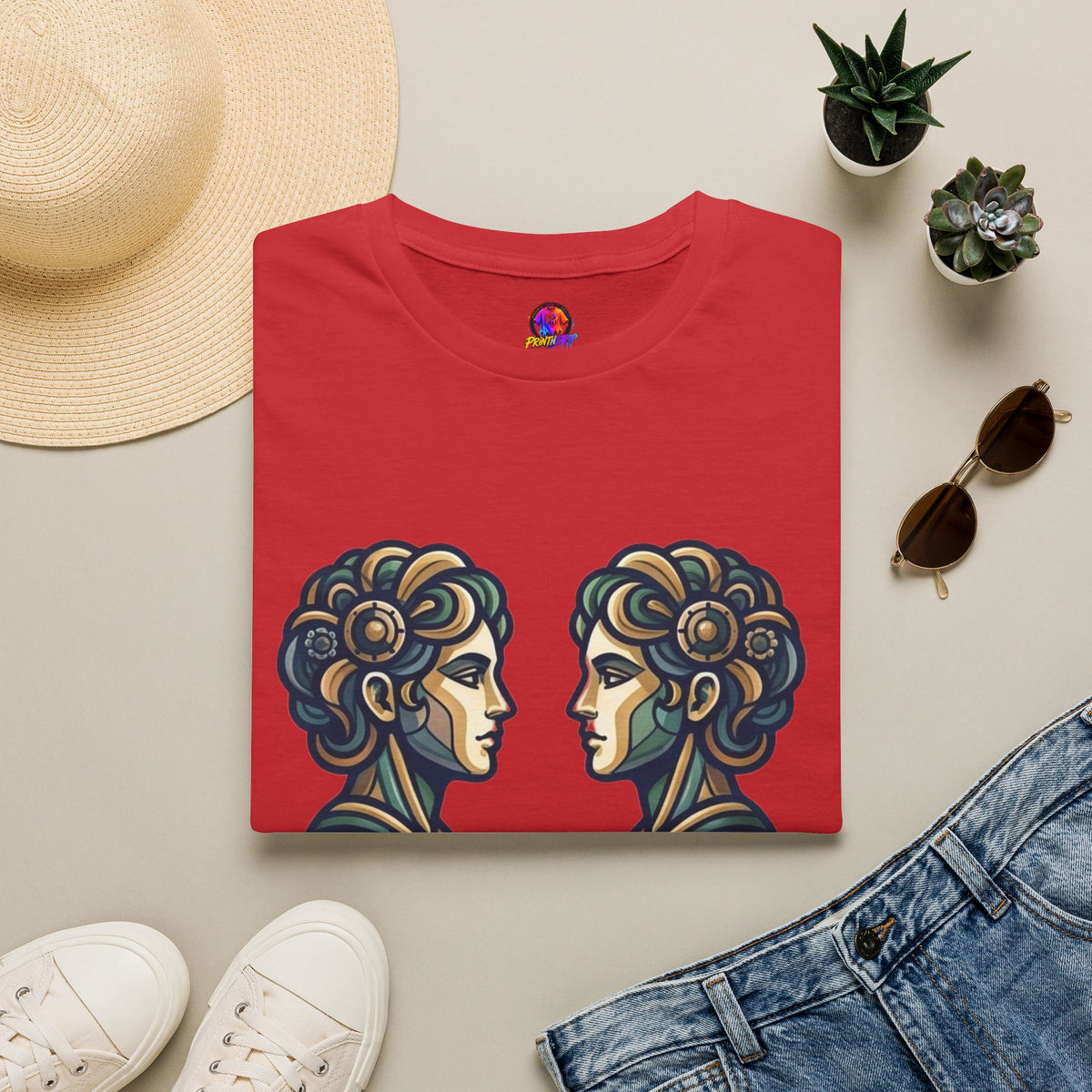 Gemini Zodiac T‑Shirt — Vintage Twins Astrology Tee ("Gemini: Jack of All Trades")