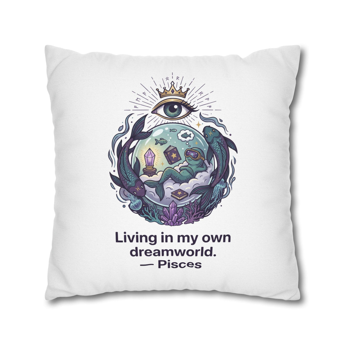Pisces Dreamworld Decorative Pillowcase — "Living in my own dreamworld" Zodiac Cushion Cover