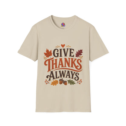 Give Thanks Always Tee — Thanksgiving Fall Leaves Gratitude T-Shirt