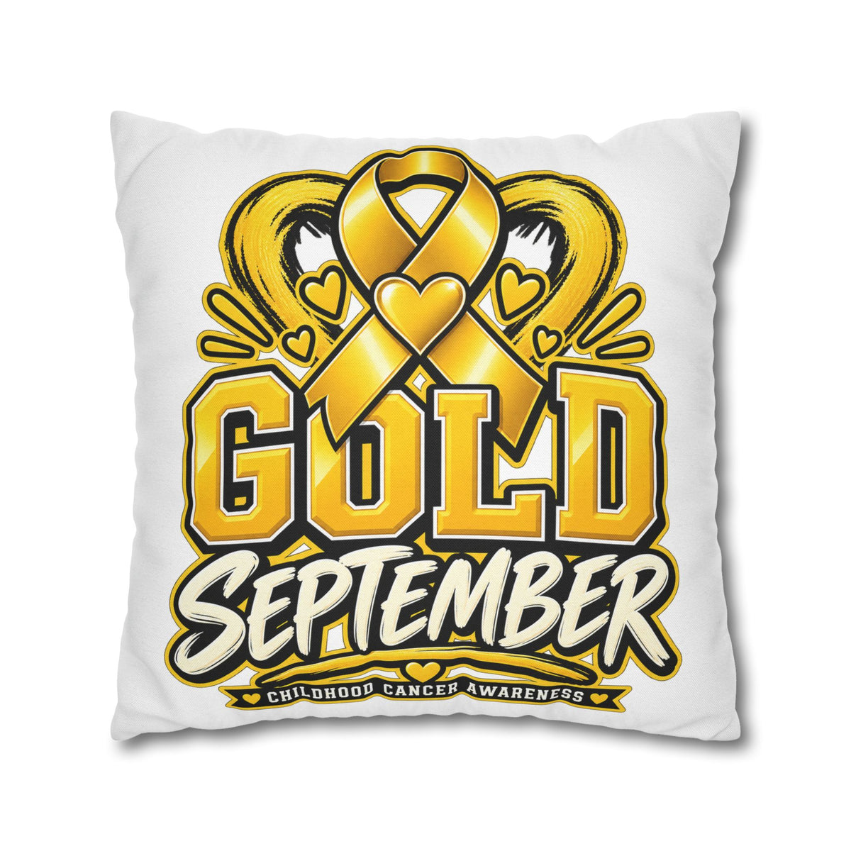 Gold September Pillowcase — Childhood Cancer Awareness Cushion Cover