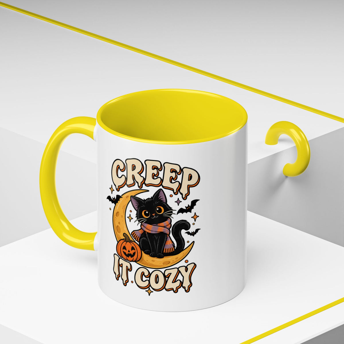 Creepy It Cozy Black Cat Halloween Accent Coffee Mug (11/15oz)