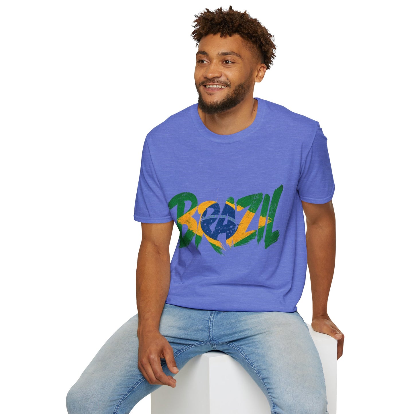 Brazil Flag Graphic T-Shirt — Bold Brazil Script with National Flag Motif