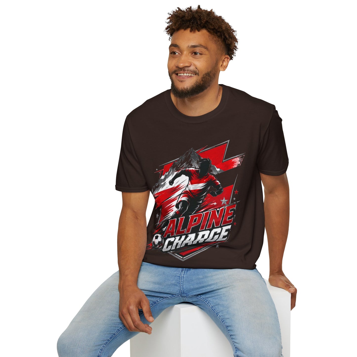 Austria  Alpine Charge Soccer T-Shirt — Mountain Football Graphic Tee -
