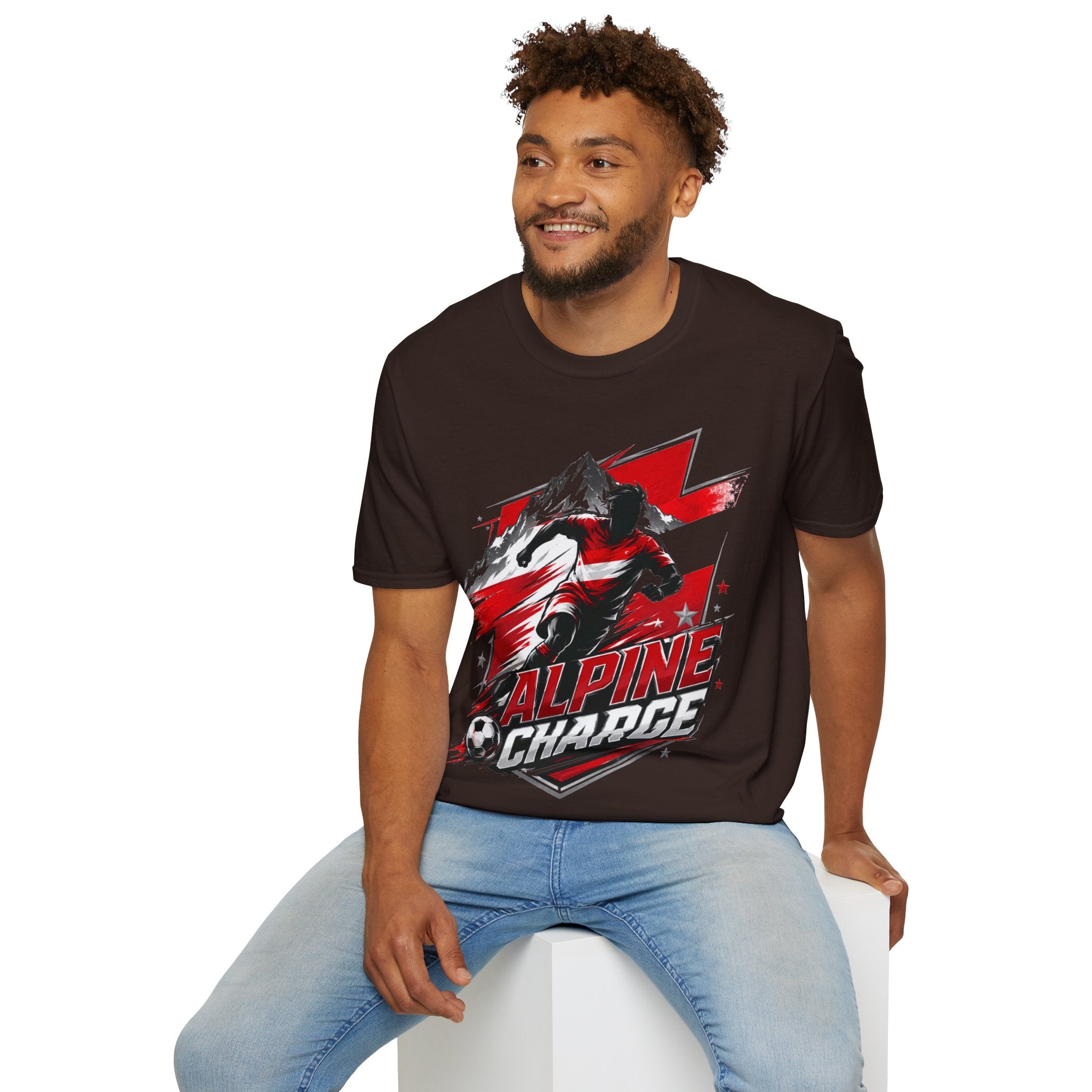Austria  Alpine Charge Soccer T-Shirt — Mountain Football Graphic Tee -