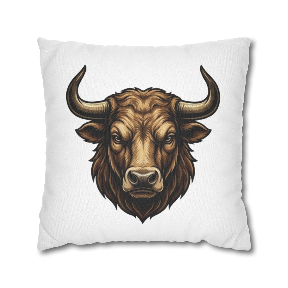 Taurus Bull Head Decorative Pillowcase — Rustic Farmhouse Toss Pillow Cover