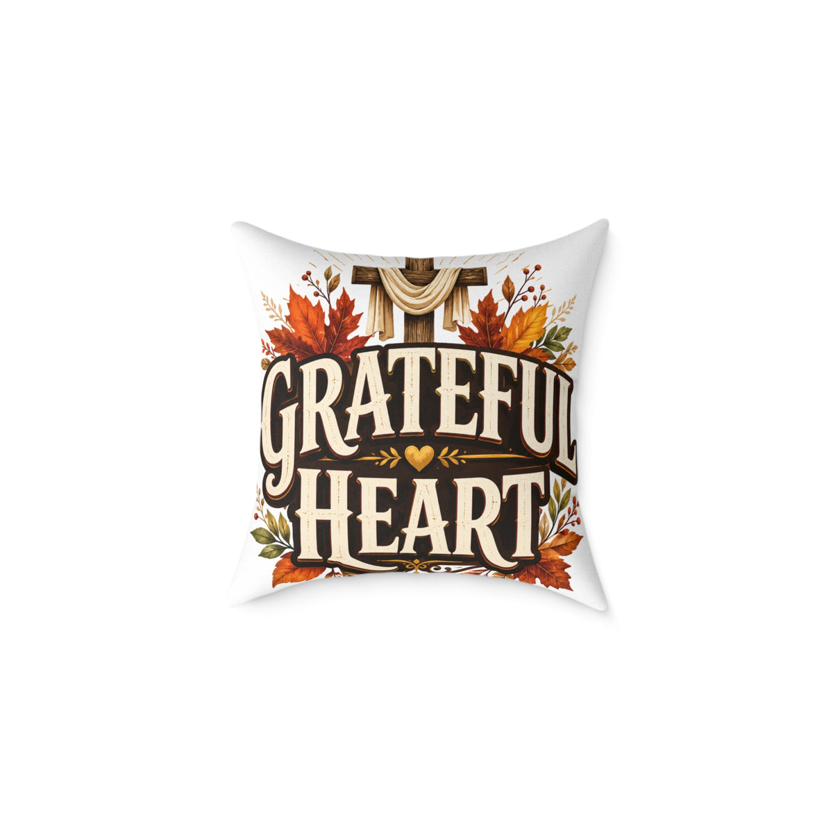 Thanksgiving Grateful Heart Fall Throw Pillow — Autumn Decorative Accent for Thanksgiving