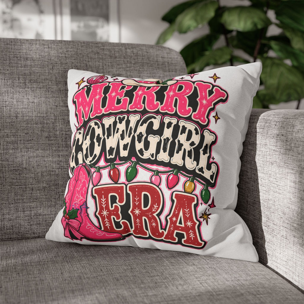 Merry Cowgirl Christmas Pillowcase Modern Day Christmas