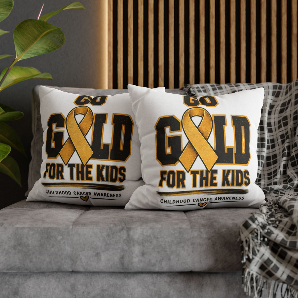 Go Gold for the Kids Pillowcase — Childhood Cancer Awareness Square Pillow