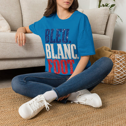 France T-Shirt — Bleu Blanc Foot Vintage French Flag Soccer Graphic Tee