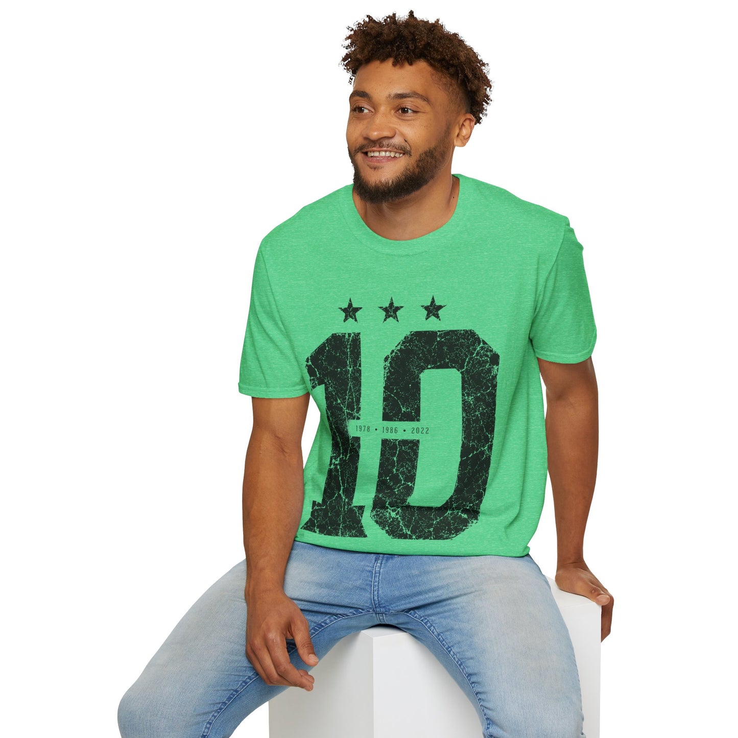 Vintage Argentina Worldcup winning No. 10 Jersey T-Shirt — Distressed Number Tee with Three Stars