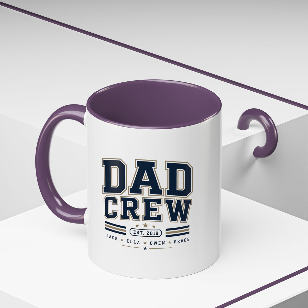 Milo Bailey Dog Dad Mom Dad Crew Accent Coffee Mug — Personalized Family Names, Established Date Coffee Cup