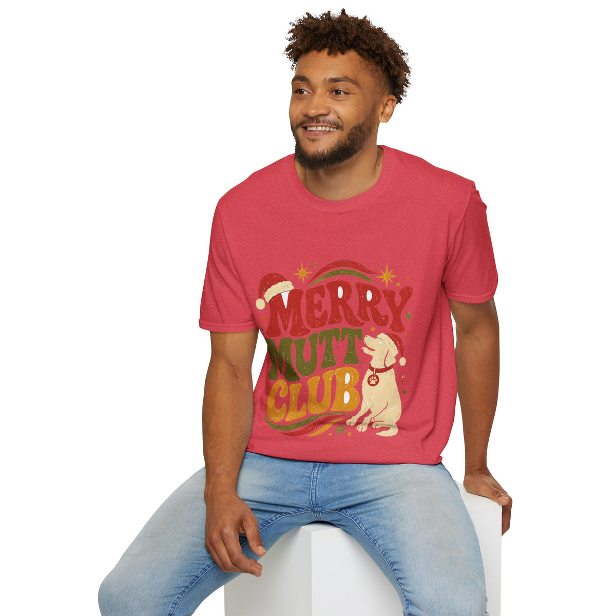 Merry Mutt Club T-Shirt — Retro Christmas Dog Lover Tee