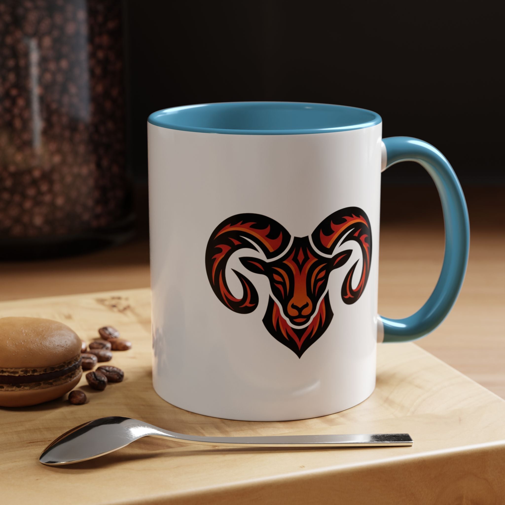 Ram Head Coffee Mug — Bold Tribal Goat Design Accent Mug