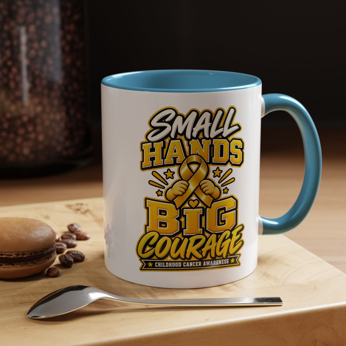 Coffee Mug - "Small Hands Big Courage" Childhood Cancer Awareness Accent Mug