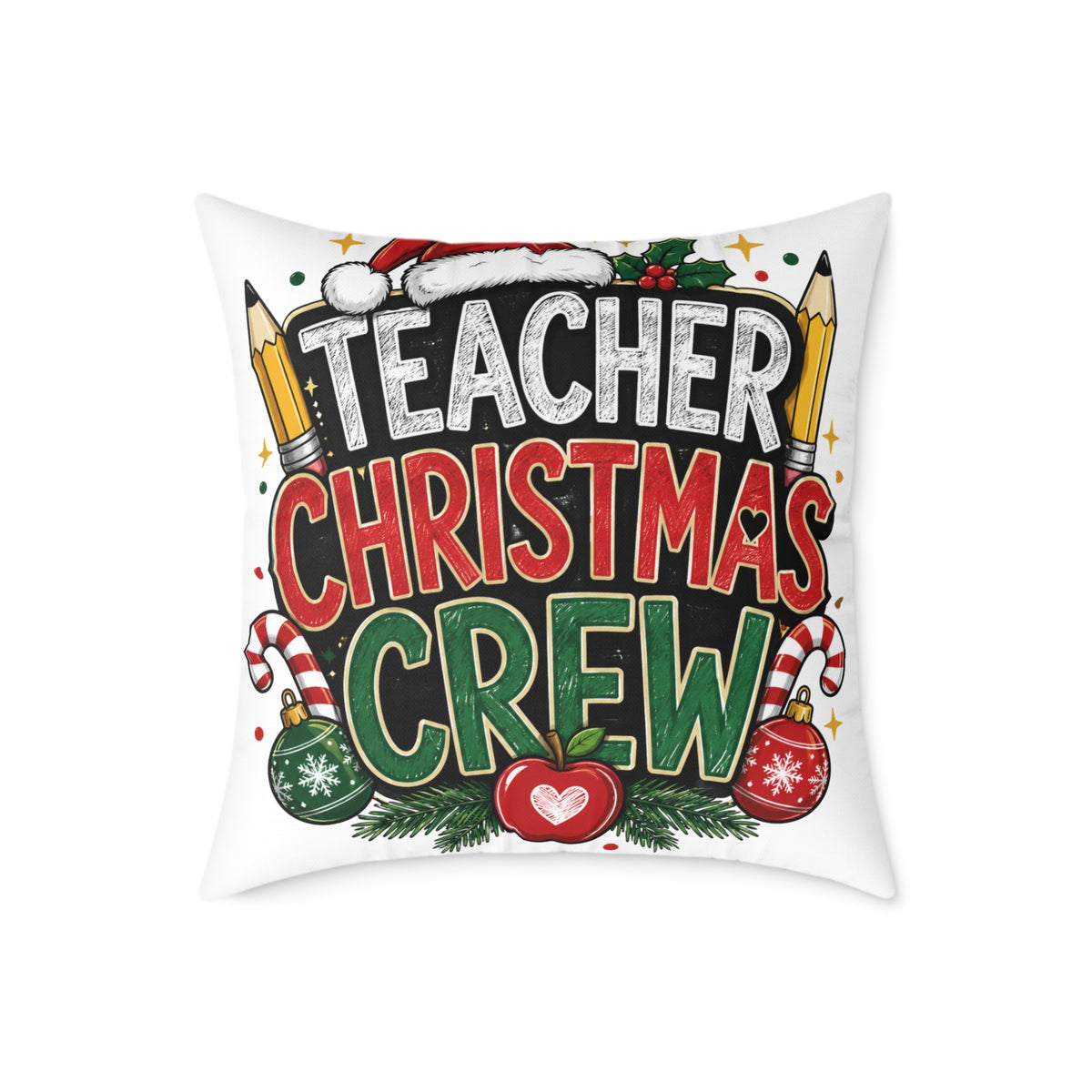 Teacher Christmas Crew Pillow — Holiday Classroom Decorative Throw Pillow