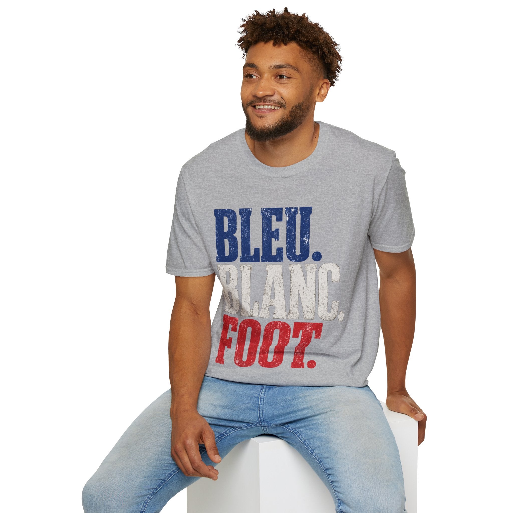 France T-Shirt — Bleu Blanc Foot Vintage French Flag Soccer Graphic Tee