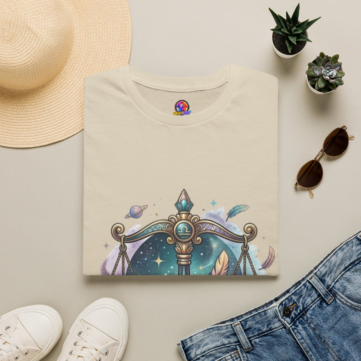 Libra Scales Zodiac T-Shirt — Celestial Astrology Graphic Tee
