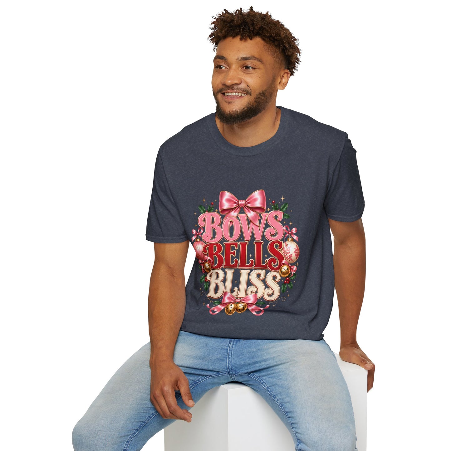 T-Shirt — Bows Bells Bliss Christmas Graphic Tee