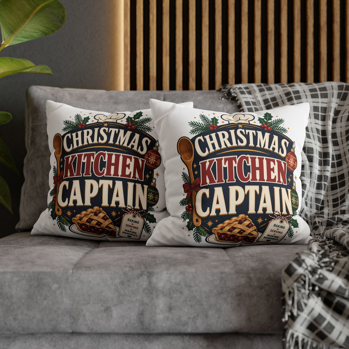 Christmas Kitchen Captain Pillowcase Modern Day Christmas  — Holiday Baking Decorative Throw Pillowcase