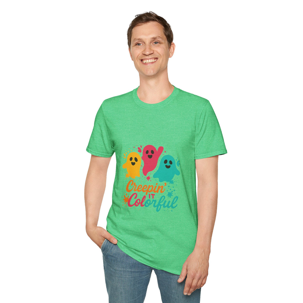Colorful Creepin' Ghosts Tee — Cute Halloween Shirt - Trending Now - October 2026
