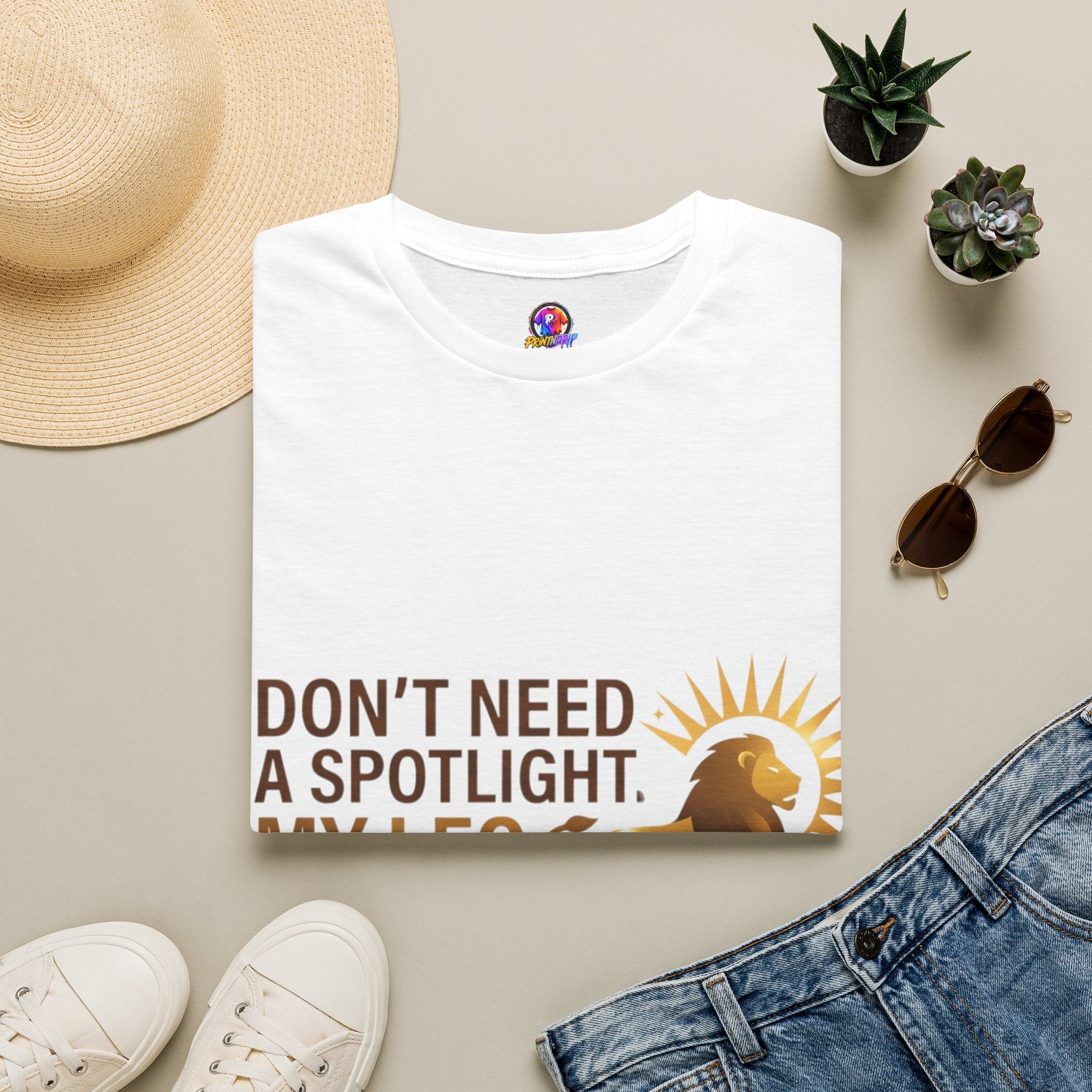 Leo T-Shirt — "Don't Need a Spotlight, My Leo Charisma Is Blinding" Zodiac Tee