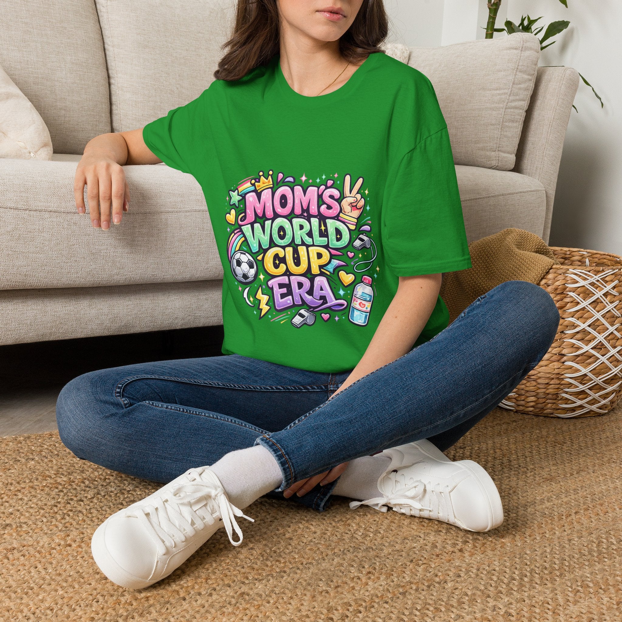 Girls Kids Mom's World Cup Era T‑Shirt — Playful Soccer Mom Tee