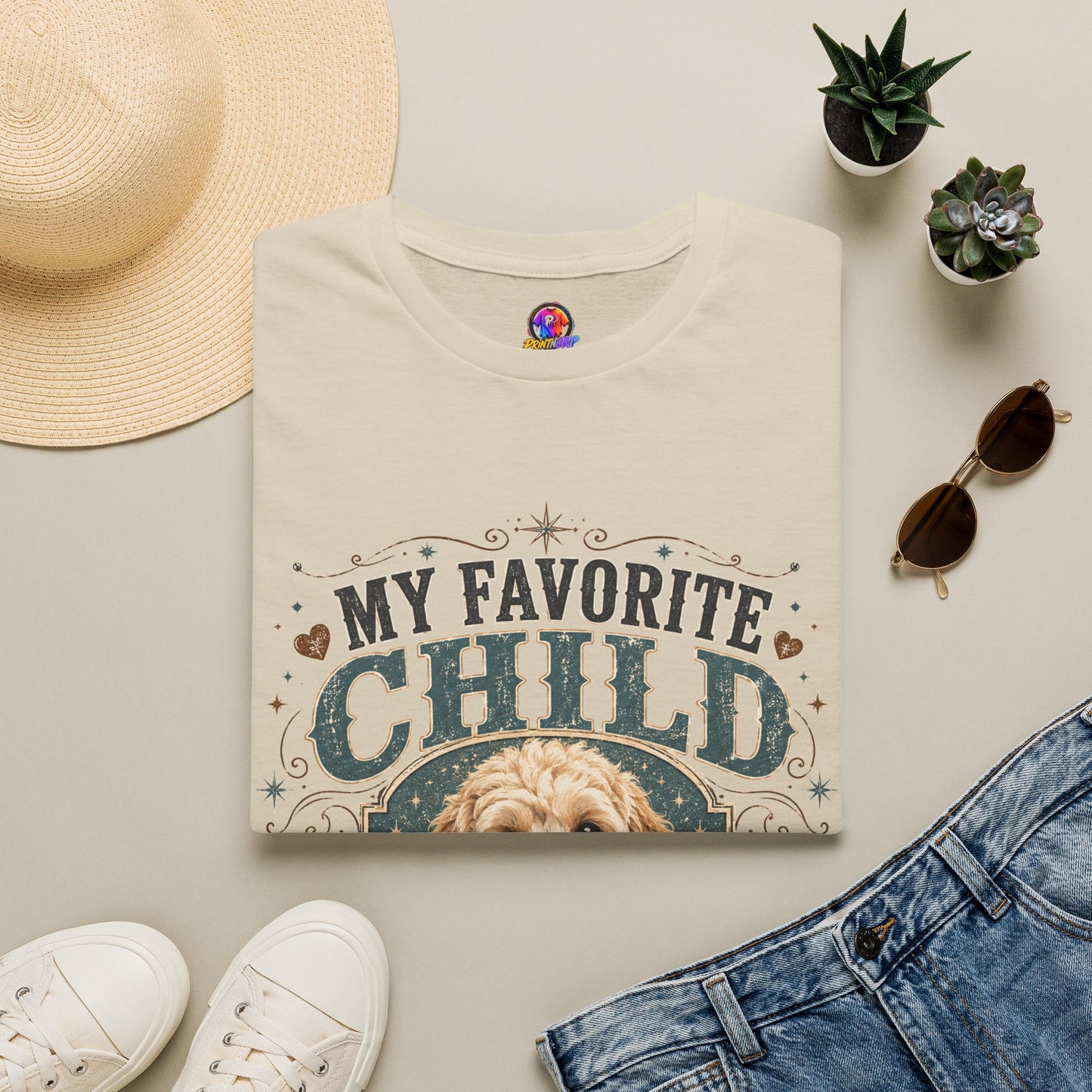 My Favorite Child Dog Mom T-Shirt — Cute Doodle Portrait Pet Lover Tee