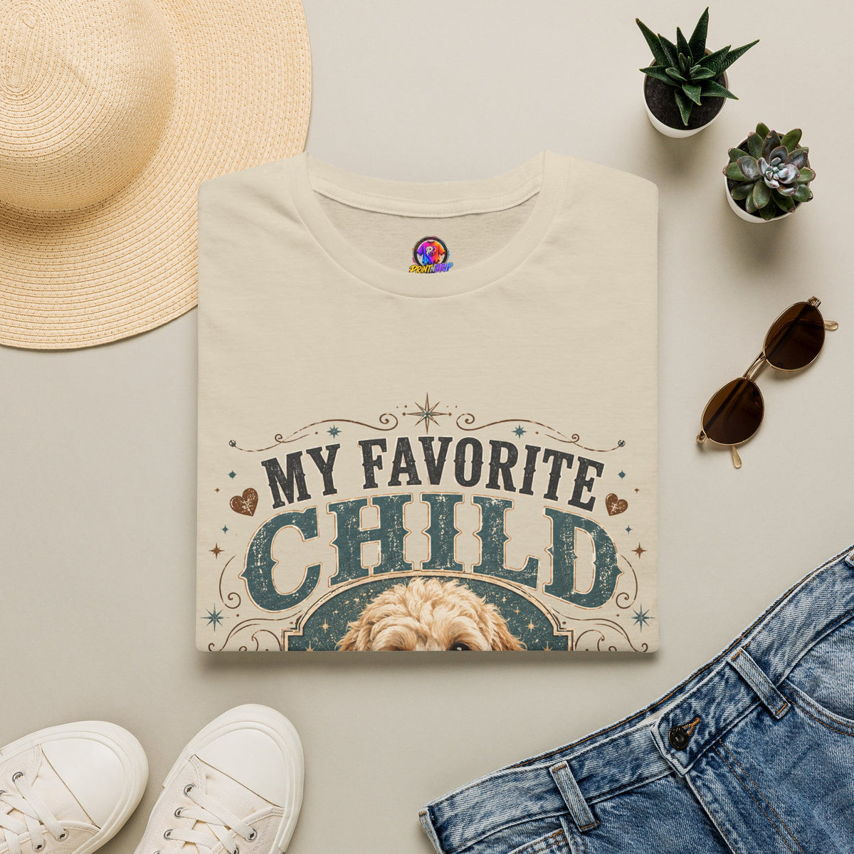 My Favorite Child Dog Mom T-Shirt — Cute Doodle Portrait Pet Lover Tee