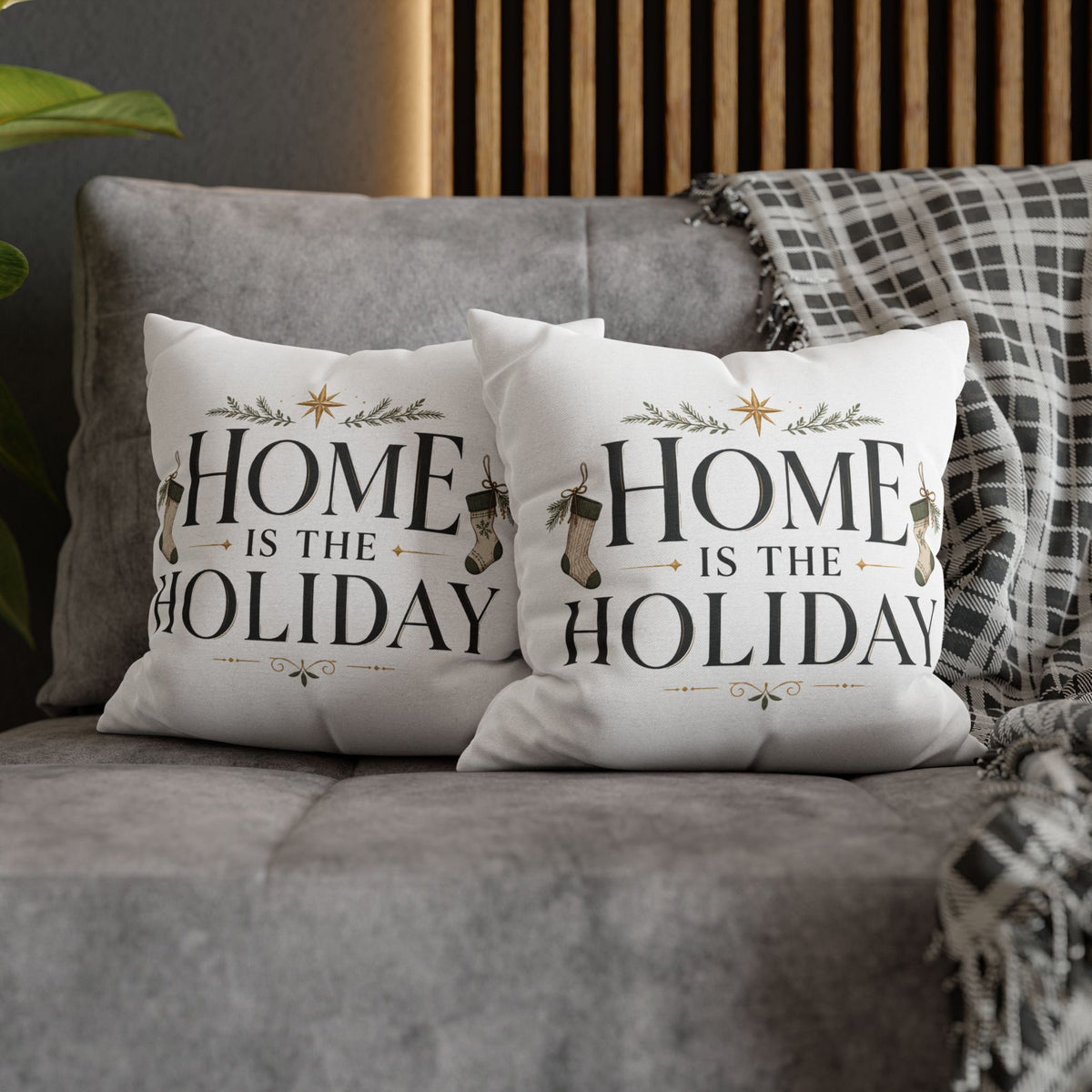 Christmas Home Is the Holiday Throw Pillowcase — Festive Holiday Decorative Pillow Cover