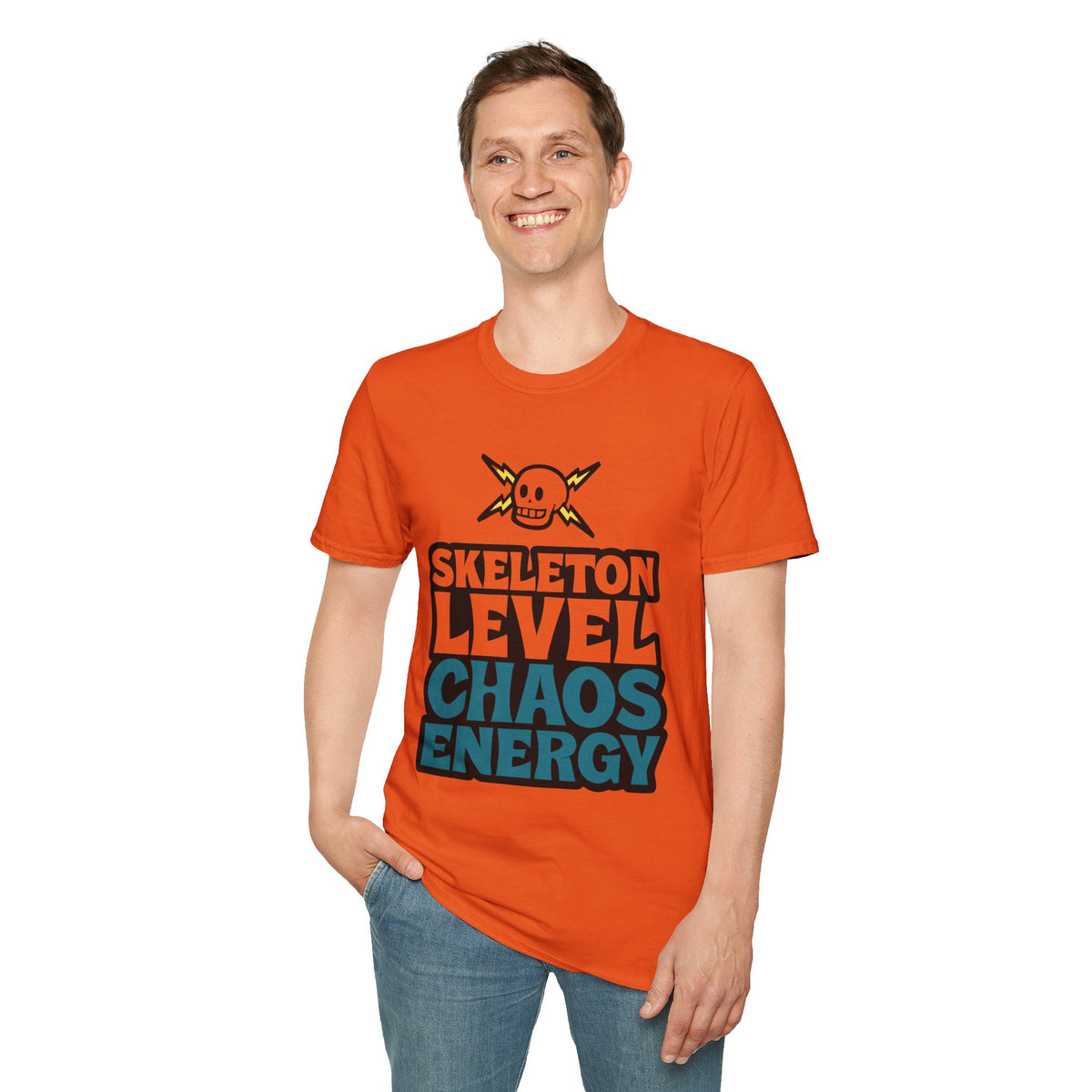 Skeleton Level Chaos Energy Teal Lightning Bolt T-Shirt - Edgy Alt Streetwear Graphic Tee - Trending Now - September 2026