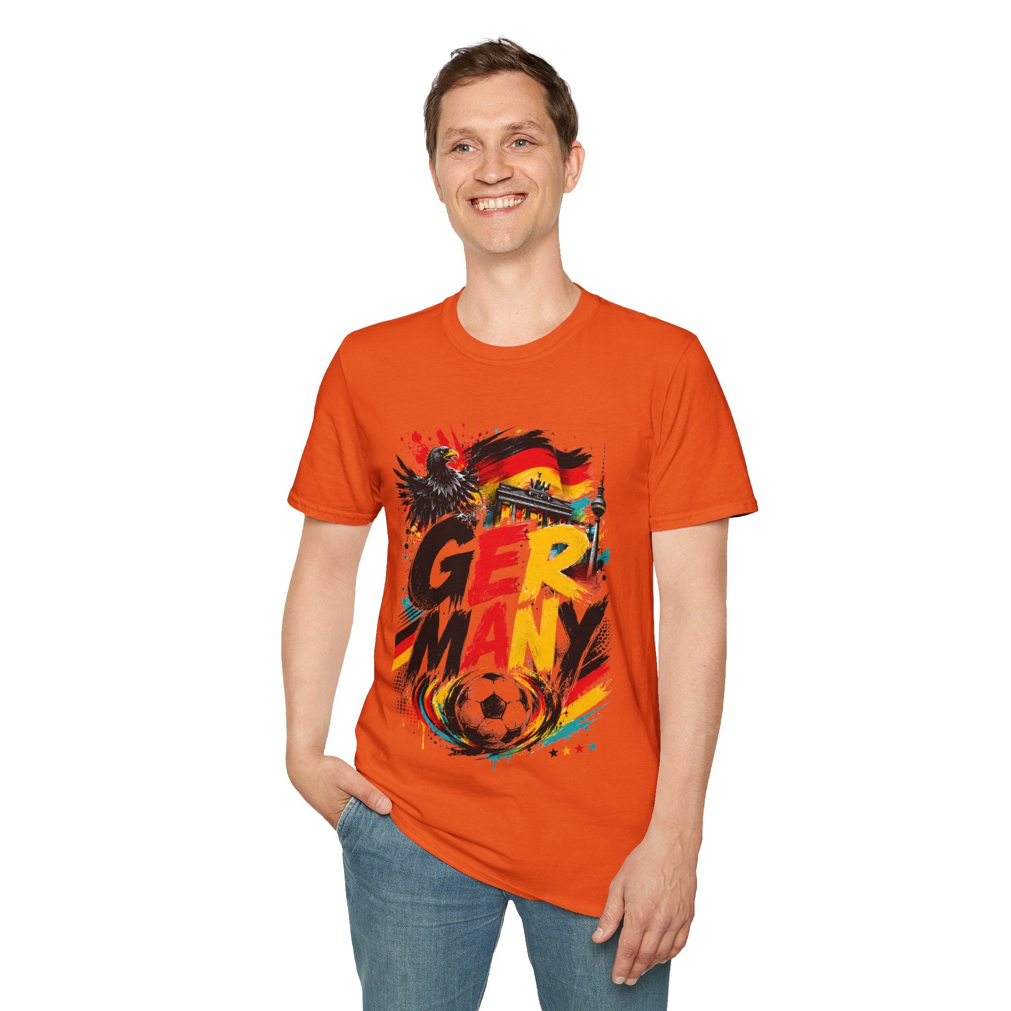 Germany Soccer Graphic T‑Shirt — Flag, Eagle & Brandenburger Tor Design