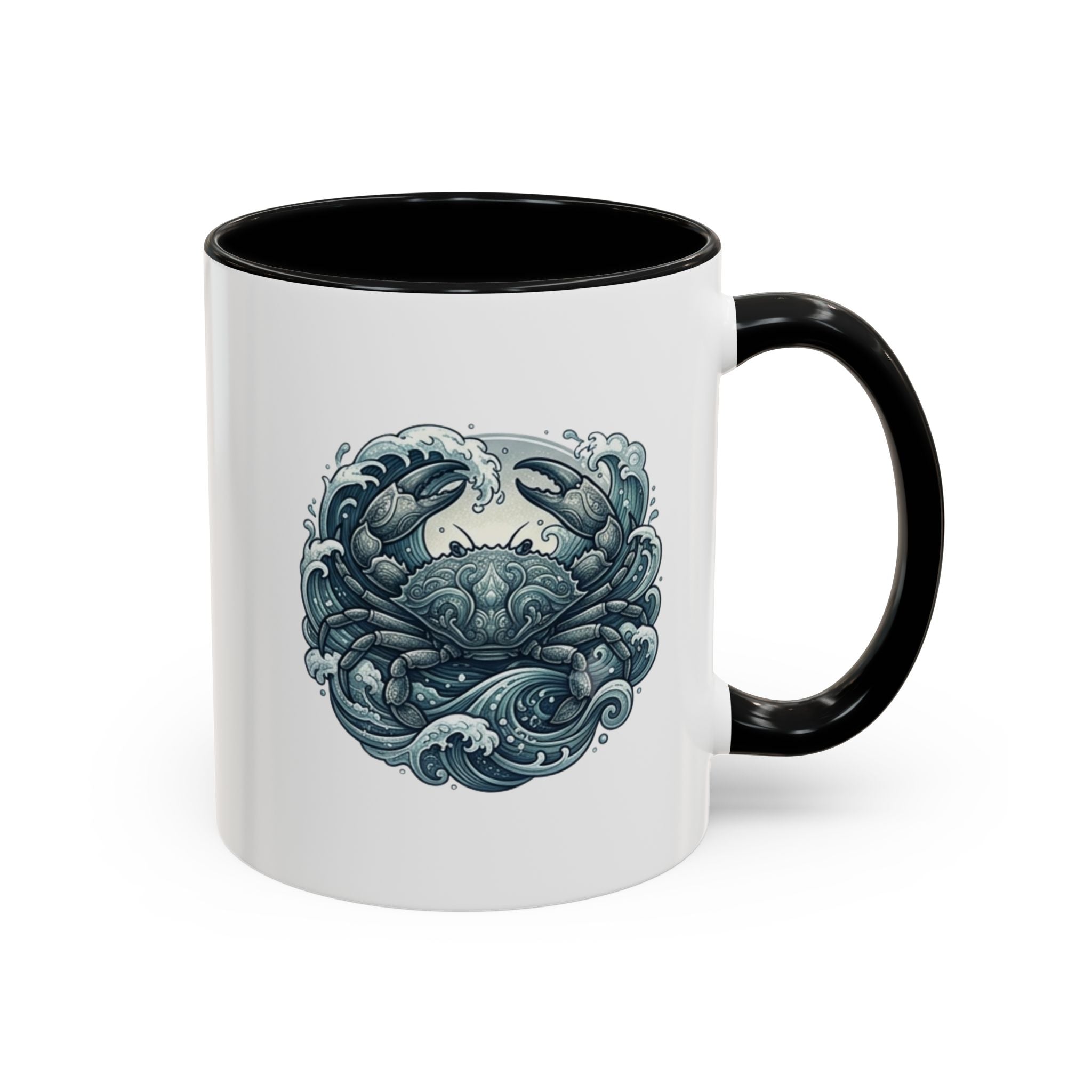 Crab Wave Accent Coffee Mug — Nautical Ocean Art