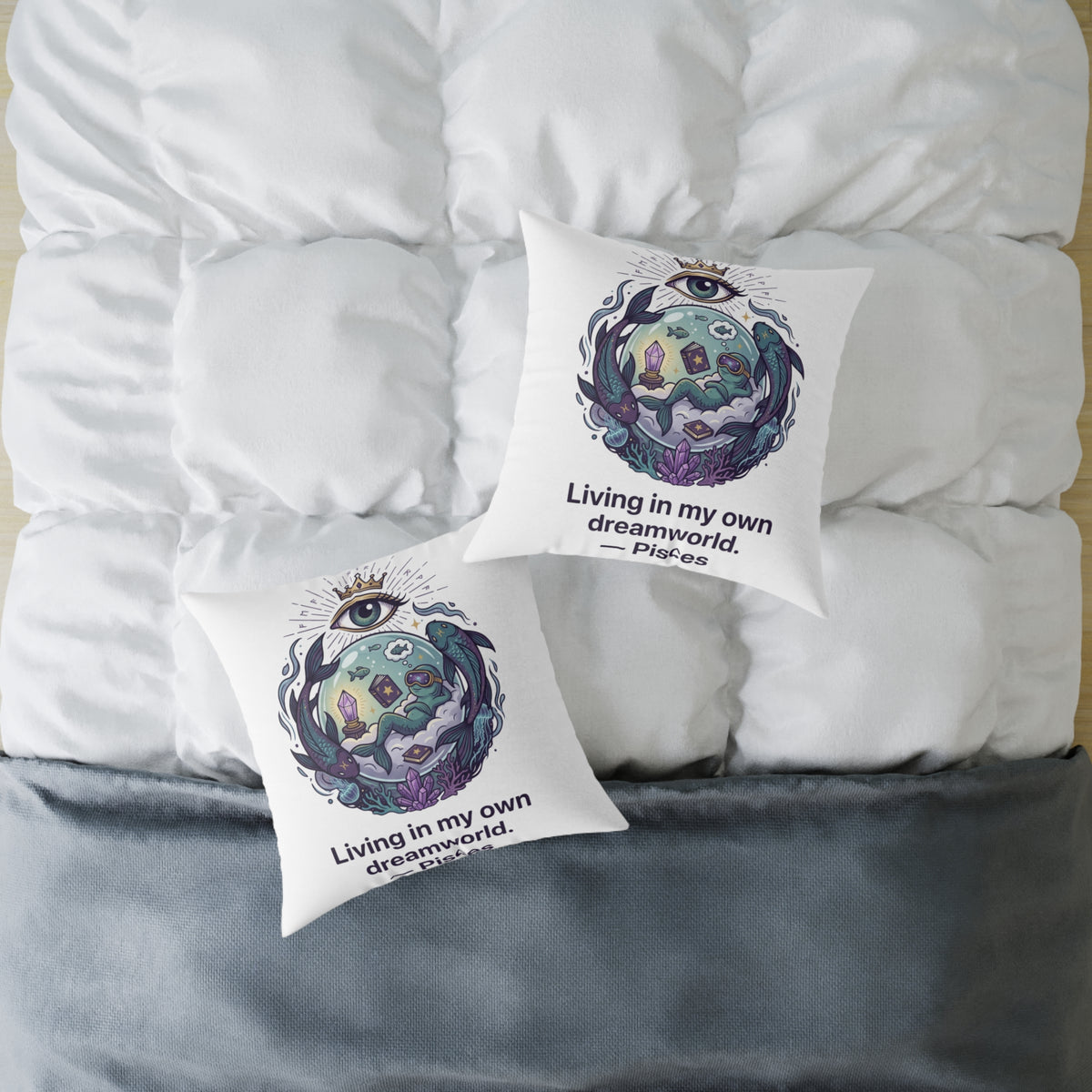 Pisces Zodiac Living In My Own Dream World Square Poly Canvas Pillow