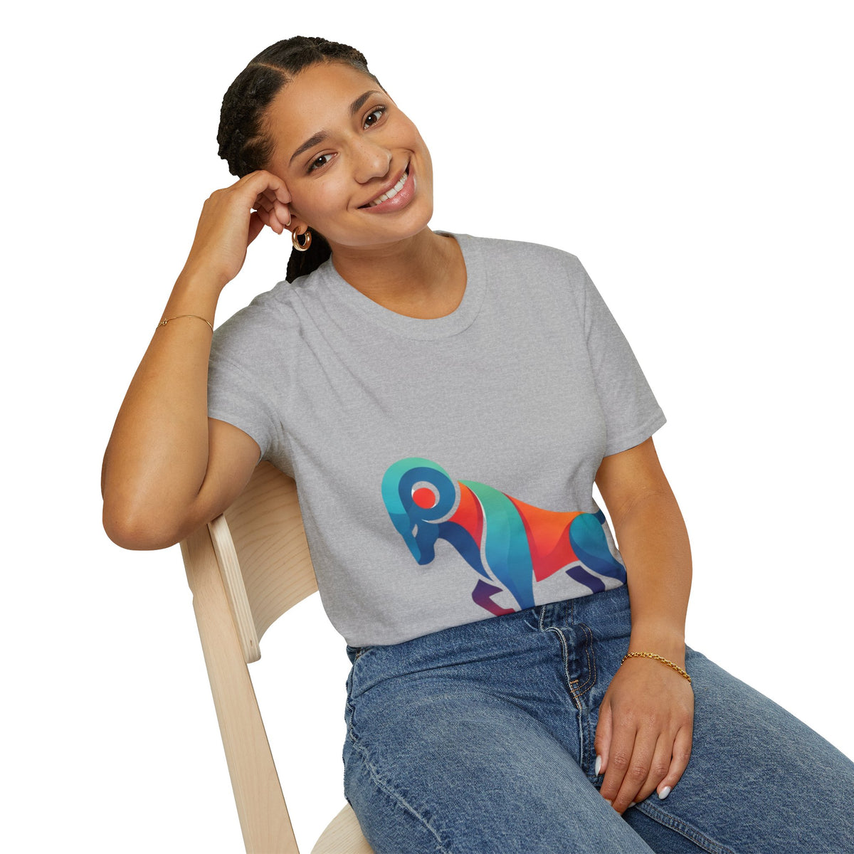 Ram Graphic T-Shirt — Colorful Geometric Sheep/Goat Art