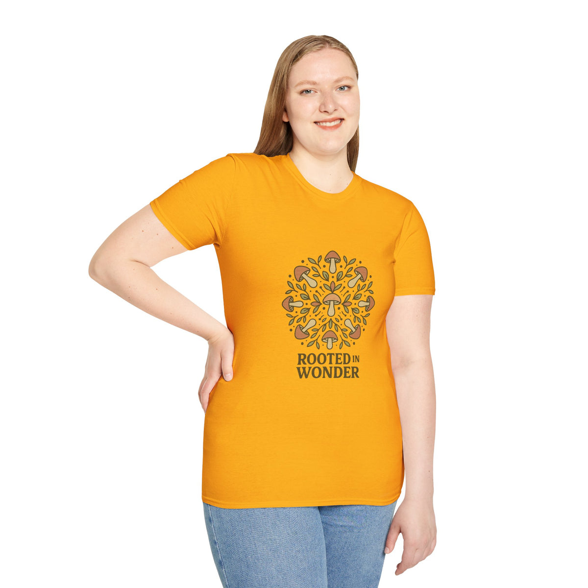 Mushroom Mandala T-Shirt — "Rooted in Wonder" Botanical Graphic Tee